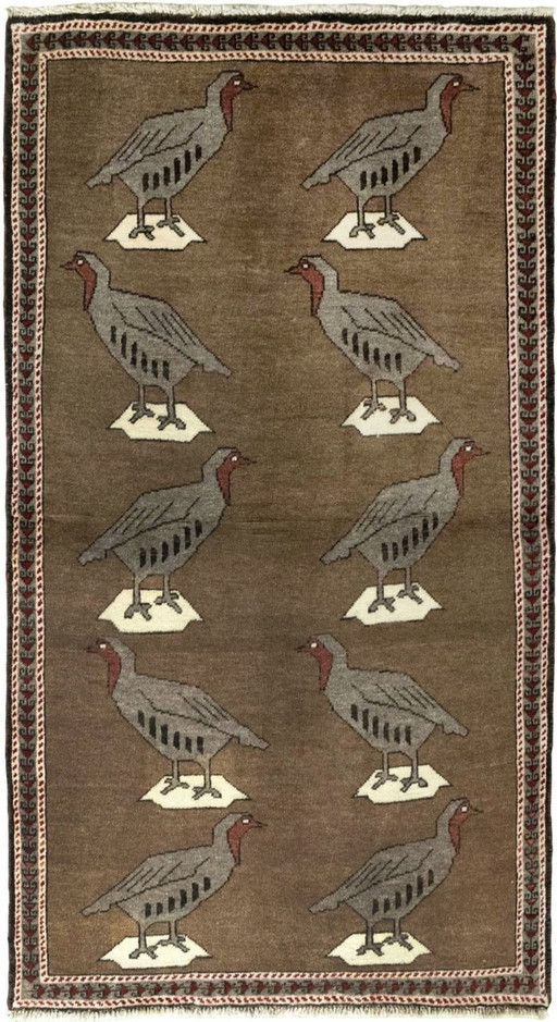 Tapis persan original Gabbeh Ghashghaï noué à la main 188 X 99 cm Nomade