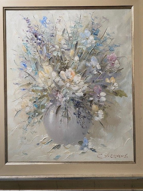 Image 1 of G.J. Ernens - Bouquet de campagne dans un vase gris