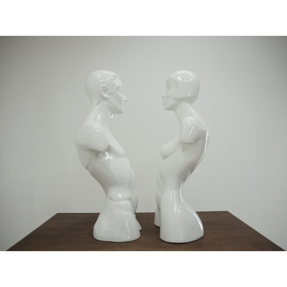 Image 1 of Buste en porcelaine vintage homme et femme, Italie 1980