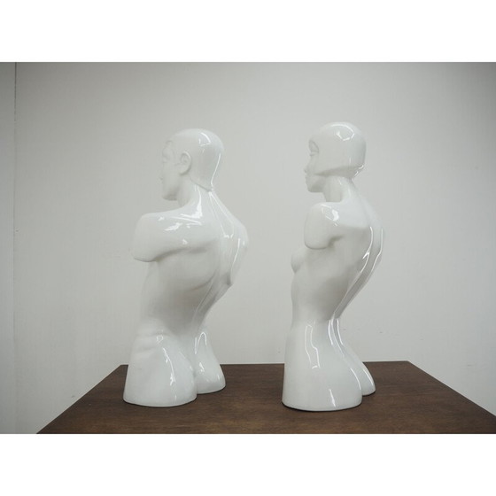 Image 1 of Buste en porcelaine vintage homme et femme, Italie 1980