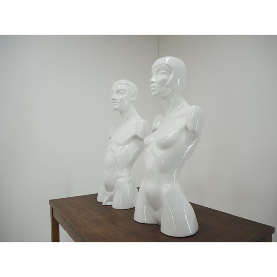 Image 1 of Buste en porcelaine vintage homme et femme, Italie 1980