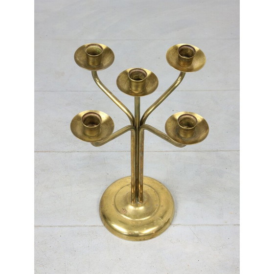 Image 1 of Chandelier vintage en laiton à 5 branches