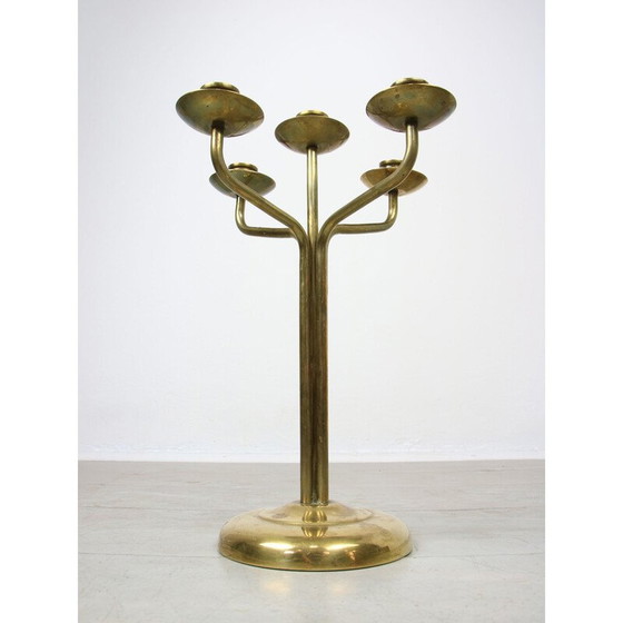 Image 1 of Chandelier vintage en laiton à 5 branches