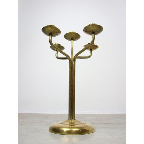 Image 1 of Chandelier vintage en laiton à 5 branches