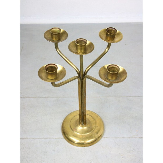 Image 1 of Chandelier vintage en laiton à 5 branches