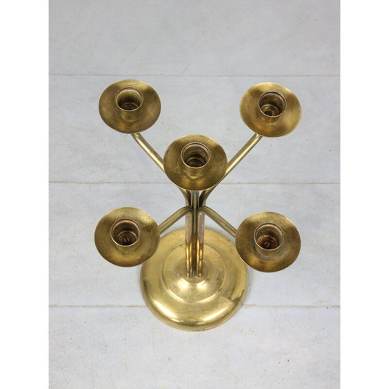 Image 1 of Chandelier vintage en laiton à 5 branches