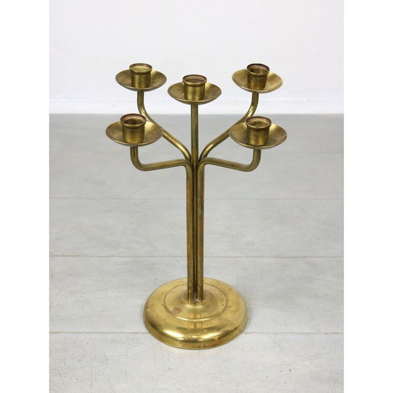 Image 1 of Chandelier vintage en laiton à 5 branches