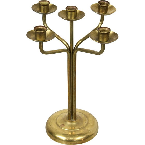Image 1 of Chandelier vintage en laiton à 5 branches