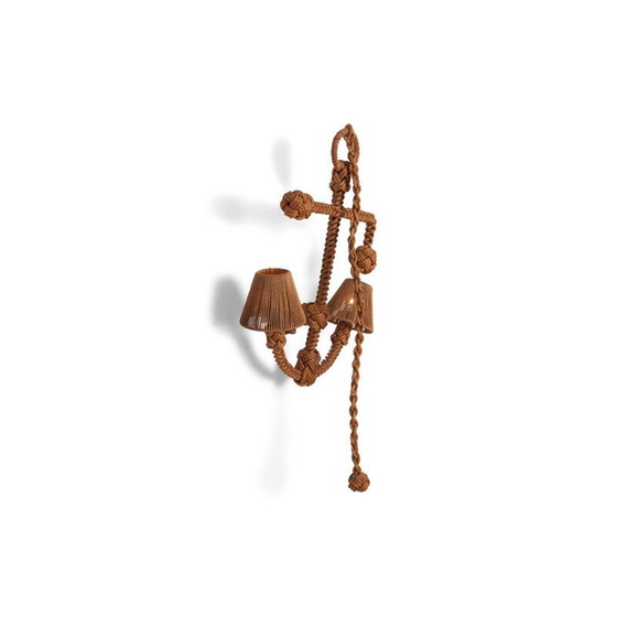 Image 1 of Lampe suspendue vintage en corde par Adrien Audoux et Frida Minet