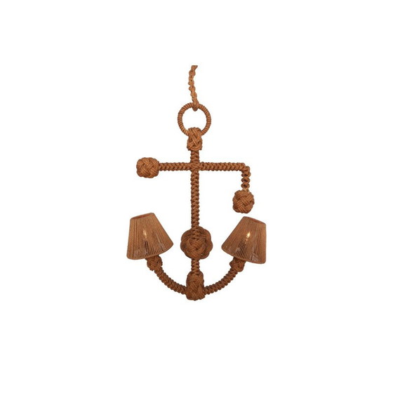 Image 1 of Lampe suspendue vintage en corde par Adrien Audoux et Frida Minet