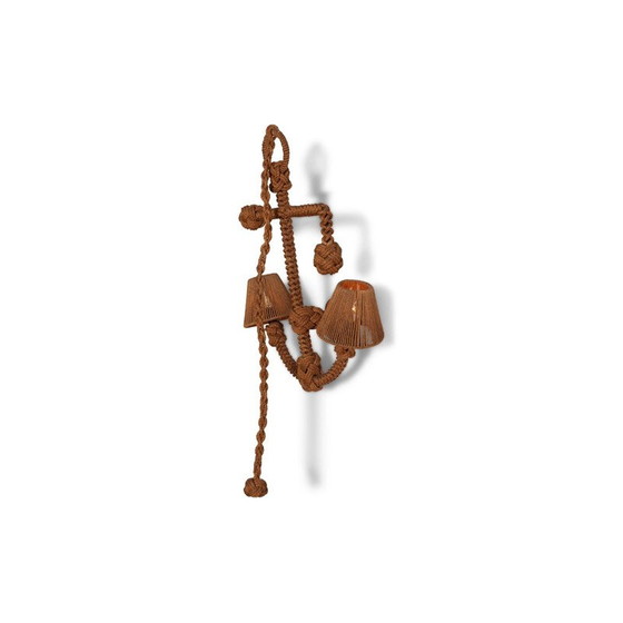 Image 1 of Lampe suspendue vintage en corde par Adrien Audoux et Frida Minet