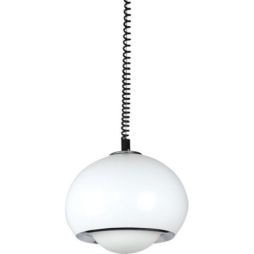 Lampe suspendue à bourgeon blanc vintage par Guzzini, 1980