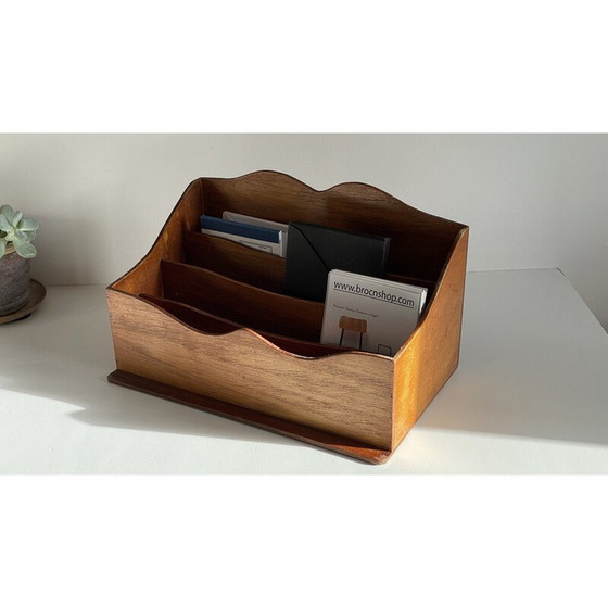 Image 1 of Corbeille à courrier vintage en bois pour le bureau