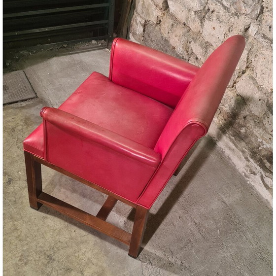 Image 1 of Fauteuil vintage en cuir Sulky par Christian Liaigre pour Nobilis, 1980
