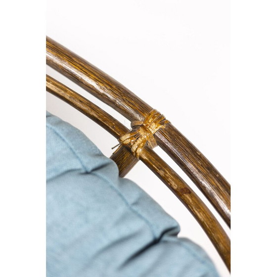 Image 1 of Paire de fauteuils "Papasan" vintage en rotin et tissu matelassé, 1970