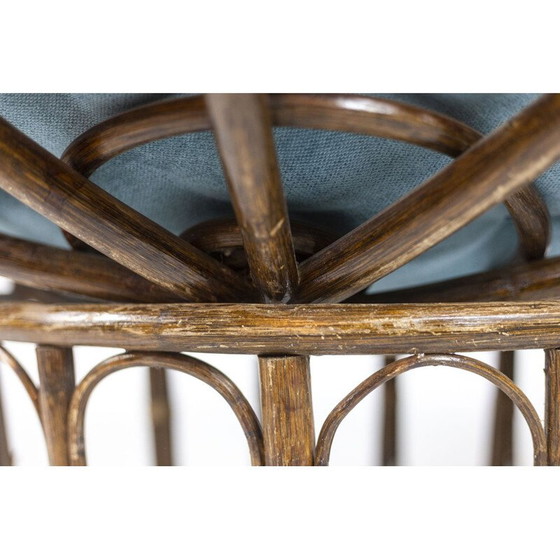 Image 1 of Paire de fauteuils "Papasan" vintage en rotin et tissu matelassé, 1970