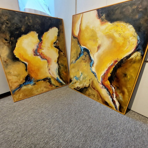 Diptyque de peintures à l'huile de Marian Bax - Emergence