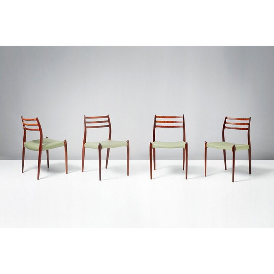 Image 1 of Ensemble de 8 chaises de salle à manger en bois de rose modèle 78 par Niels Moller, 1962