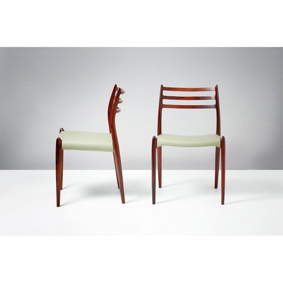 Image 1 of Ensemble de 8 chaises de salle à manger en bois de rose modèle 78 par Niels Moller, 1962