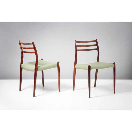 Image 1 of Ensemble de 8 chaises de salle à manger en bois de rose modèle 78 par Niels Moller, 1962