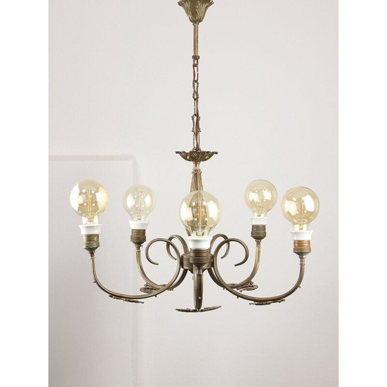 Image 1 of Lustre Art-déco en laiton, 1930s