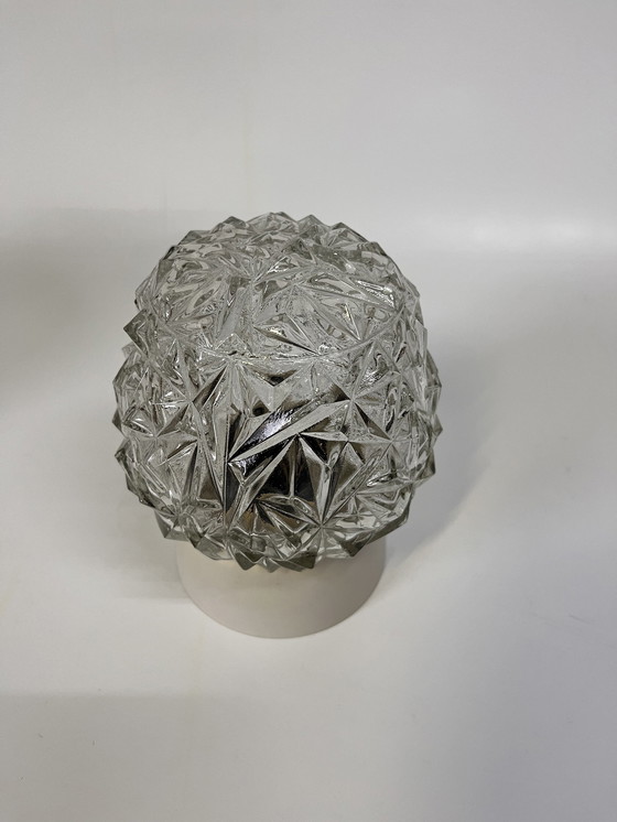Image 1 of Plafonnier vintage des années 70 en verre clair 'Diamond'