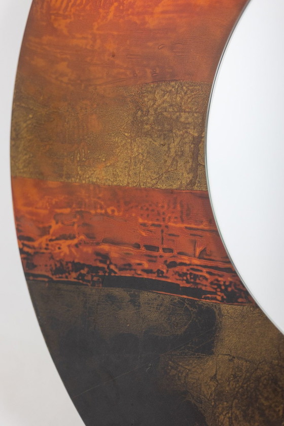 Image 1 of Ginette Clement. Miroir Rond En Laque. Année 1966.