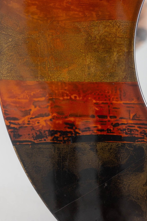 Image 1 of Ginette Clement. Miroir Rond En Laque. Année 1966.