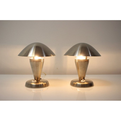 Paire de lampes de table blanches Bauhaus, années 1930