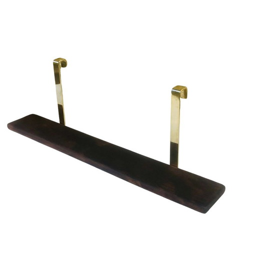 Etagère murale vintage à suspendre en laiton et bois