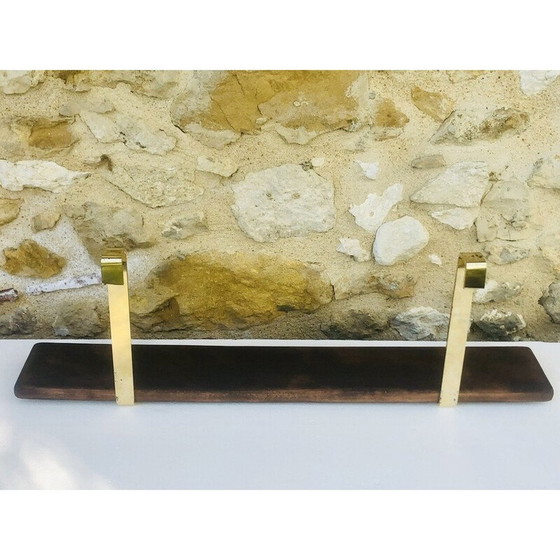 Image 1 of Etagère murale vintage à suspendre en laiton et bois