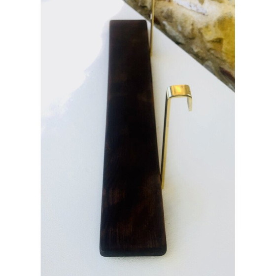 Image 1 of Etagère murale vintage à suspendre en laiton et bois