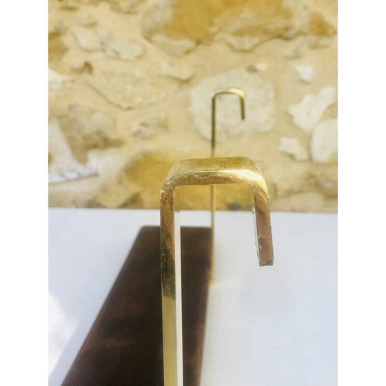 Image 1 of Etagère murale vintage à suspendre en laiton et bois