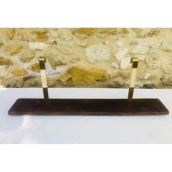 Image 1 of Etagère murale vintage à suspendre en laiton et bois