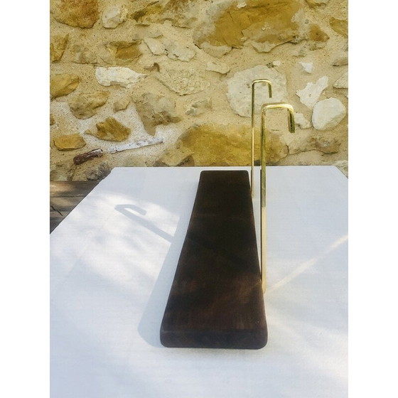 Image 1 of Etagère murale vintage à suspendre en laiton et bois