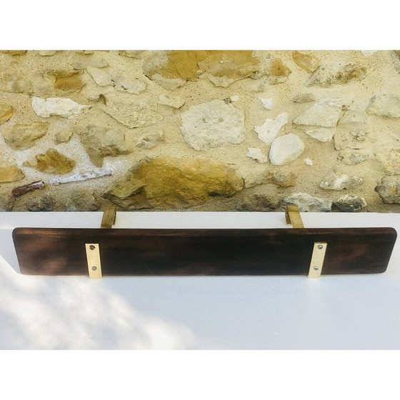Image 1 of Etagère murale vintage à suspendre en laiton et bois