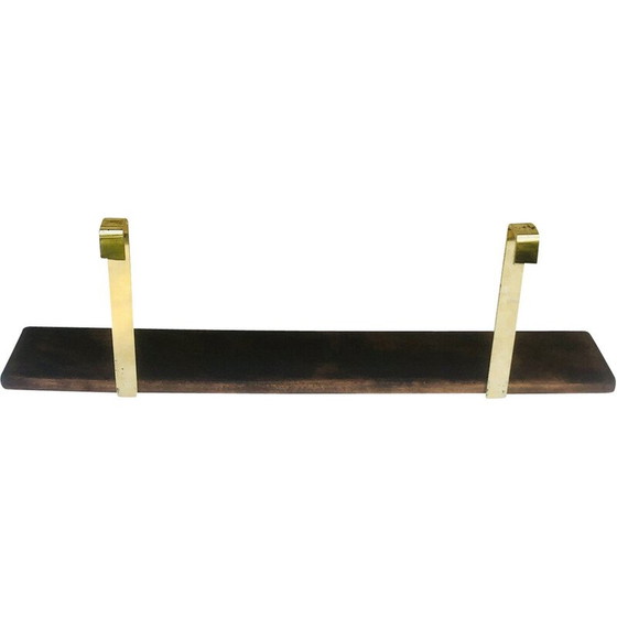 Image 1 of Etagère murale vintage à suspendre en laiton et bois