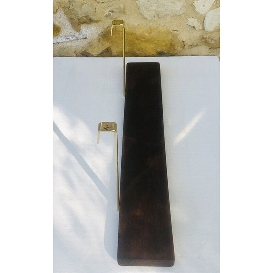 Image 1 of Etagère murale vintage à suspendre en laiton et bois