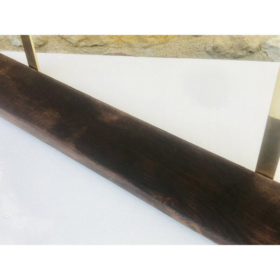 Image 1 of Etagère murale vintage à suspendre en laiton et bois