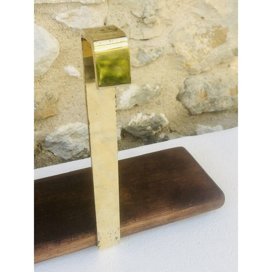 Image 1 of Etagère murale vintage à suspendre en laiton et bois