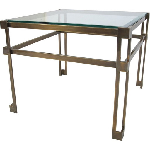 Table d'appoint vintage en laiton et verre par Peter Ghyczy, 1970