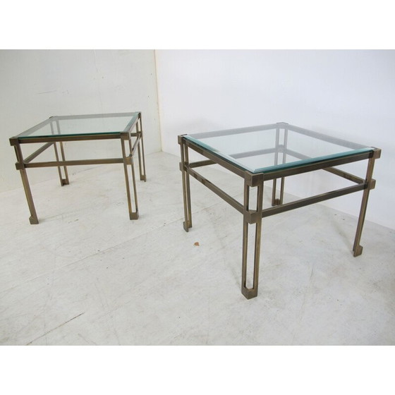 Image 1 of Table d'appoint vintage en laiton et verre par Peter Ghyczy, 1970