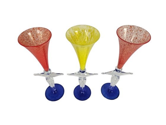 Image 1 of Jiří Šuhájek & Ivan Štefánik - Verres de calice (3) signés - Czech Art - 2000