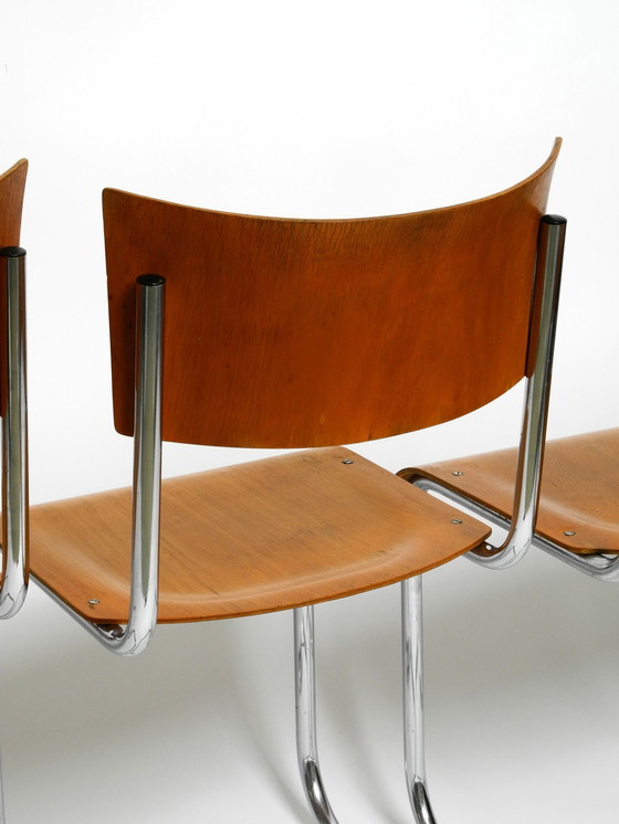 Image 1 of Quatre chaises cantilever en acier tubulaire Bauhaus des années 1930 par Mart Stam pour Robert Slezak Czech