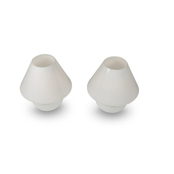 Image 1 of Paire de lampes vintage en opaline blanche par Paolo Venini, 1990