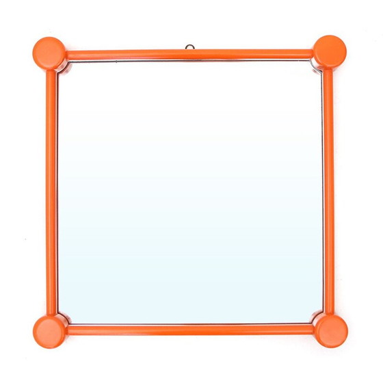 Image 1 of Miroir vintage avec cadre en bois peint en orange, 1960s