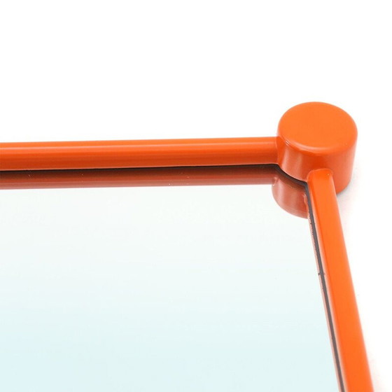 Image 1 of Miroir vintage avec cadre en bois peint en orange, 1960s