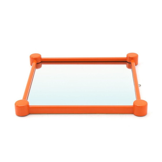 Image 1 of Miroir vintage avec cadre en bois peint en orange, 1960s