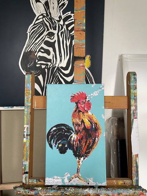 Peinture d'un coq