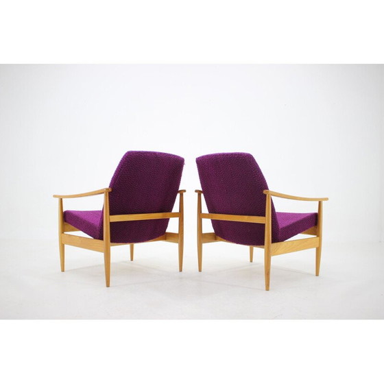 Image 1 of Paire de fauteuils violets vintage, Tchécoslovaquie années 1960
